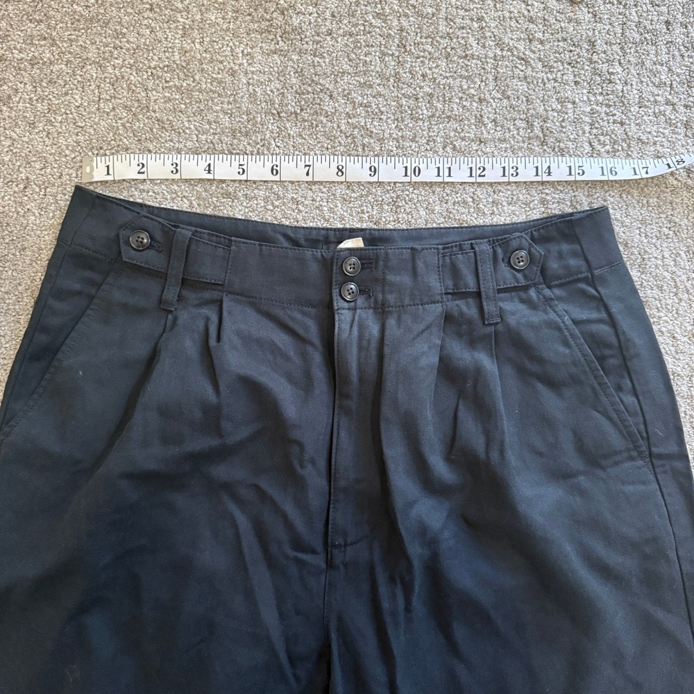 Madewell Harlow Black Wide Leg Pleated Linen Tencel Trousers Pants Size 10 Chic - Picture 4 of 11